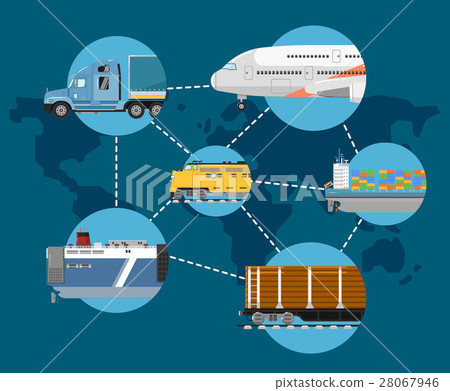 Global logistics network concept in flat design - Stock Illustration ...