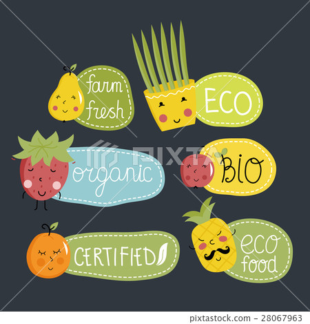 Organic, eco and bio food labels set. Organic, eco and bio food labels set. 28067963