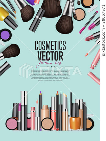 Cosmetic Products Assortment Realism Vector Banner 28067971