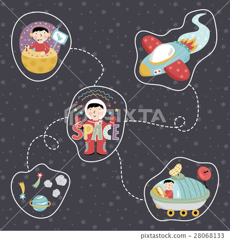 Space Cartoon Style Vector Icons Set Space Cartoon Style Vector Icons Set 28068133