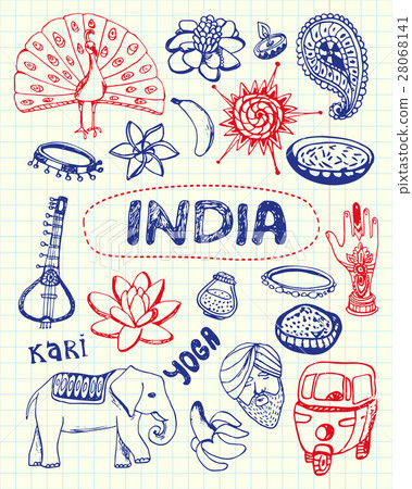 Indian Symbols Pen Drawn Doodles Vector Collection Indian Symbols Pen Drawn Doodles Vector Collection 28068141
