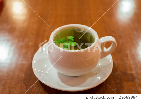 glass cup with green tea and mint glass cup with green tea and mint 28068964