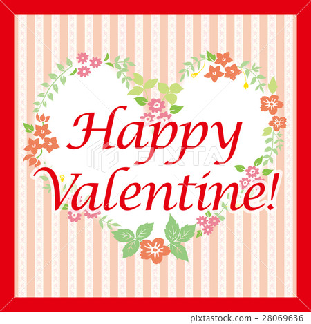Floral Pattern Valentine's Card ■ Happy Valentine !, Heart, Red ■ Floral Pattern Valentine's Card ■ Happy Valentine !, Heart, Red ■ 28069636