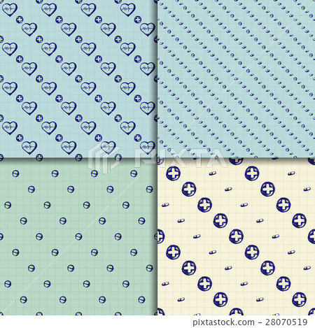 Vector doodle seamless paterns. Medicine icons set 28070519