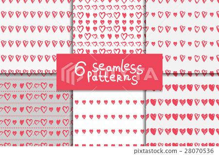 Doodle seamless pattern set with hearts Doodle seamless pattern set with hearts 28070536