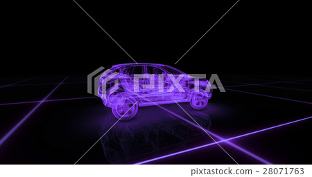 Sport car wire model with purple neon ob black Sport car wire model with purple neon ob black 28071763