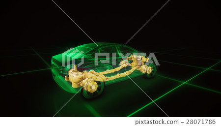Sport car wire model with green neon ob black Sport car wire model with green neon ob black 28071786