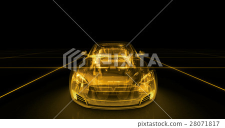 Sport car wire model with yellow neon ob black Sport car wire model with yellow neon ob black 28071817