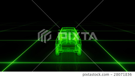 Sport car wire model with green neon ob black 28071836