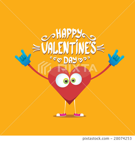 vector valentines day card with cartoon heart 28074253