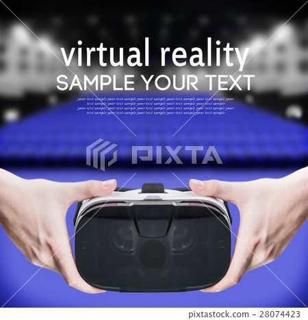 Hands holding virtual glasses  28074423
