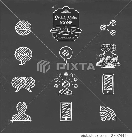 Social media hand drawn doodle internet icon set - Stock Illustration ...