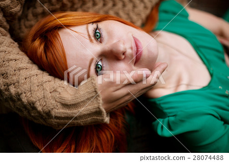 Close-up portrait of red hair woman Close-up portrait of red hair woman 28074488