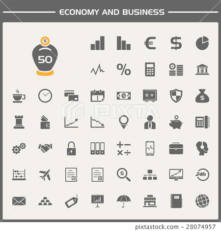 50 economy and business icons set 28074957