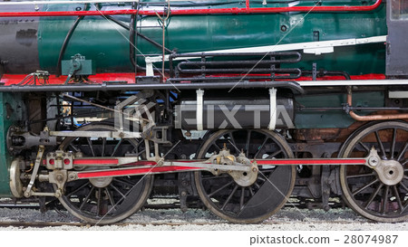 Green antique stream train Green antique stream train 28074987