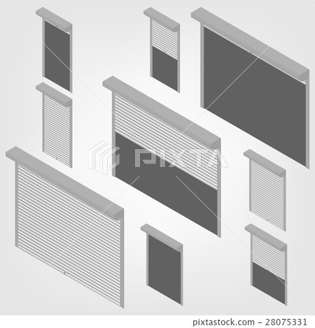 Steel security shutters isometric, vector 28075331