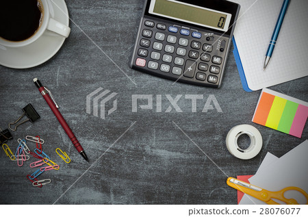 Business desk in office top view 28076077