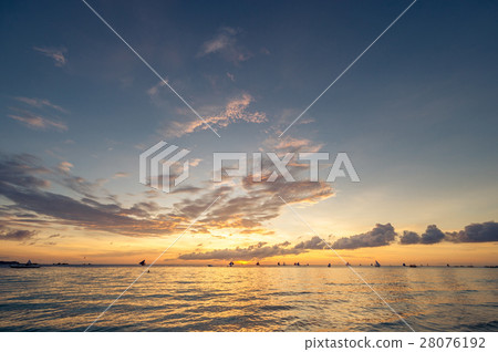 Beautiful sunset at Boracay beach, Philippines 28076192