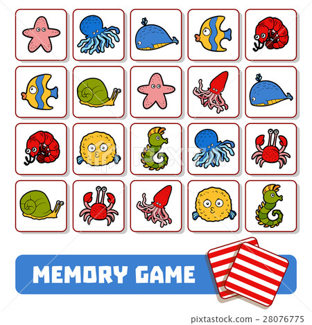 Memory game for children, cards with sea animals Memory game for children, cards with sea animals 28076775
