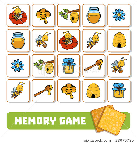 Memory game for children, bees and honey 28076780