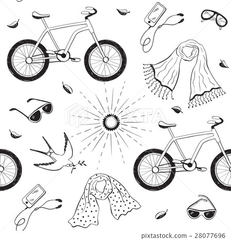 Bycicles seamless pattern 28077696