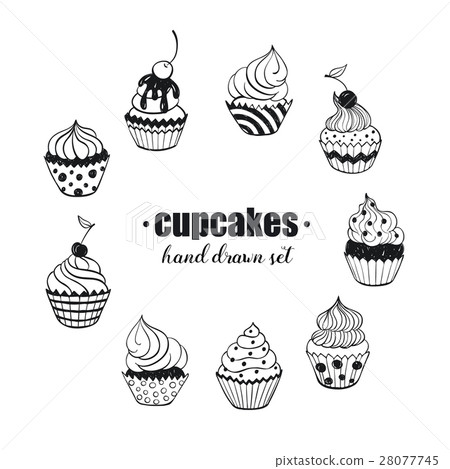 hand drawn cupcakes 28077745