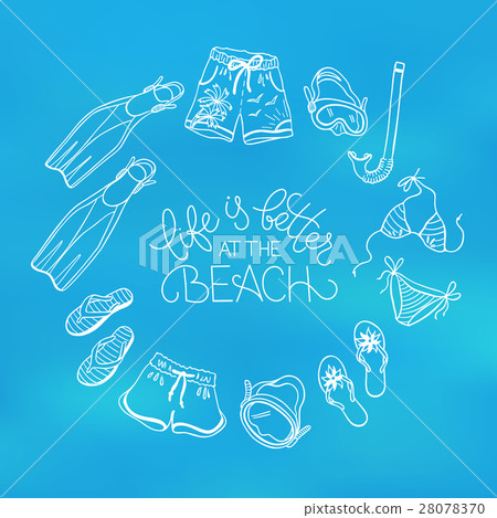 Beach accessories illustration. 28078370