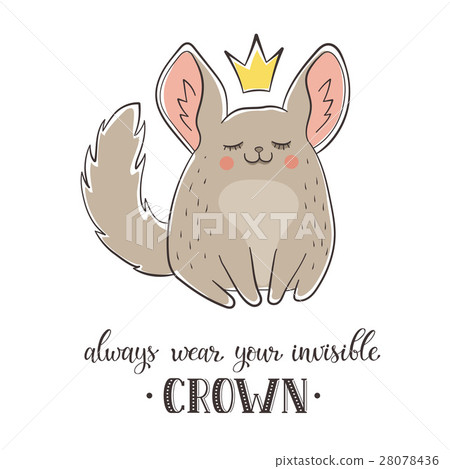 Cartoon chinchilla with crown 28078436