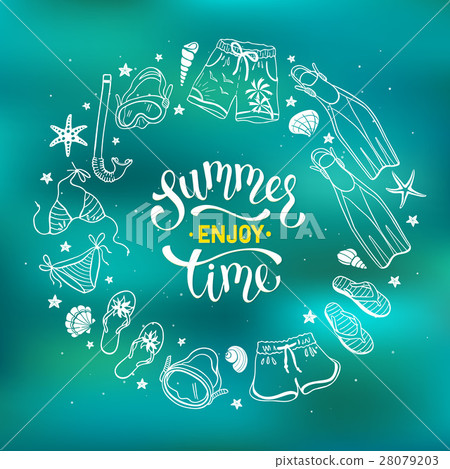 Beach accessories illustration. 28079203