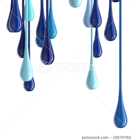 3D blue glossy paint drop blobs 28079760