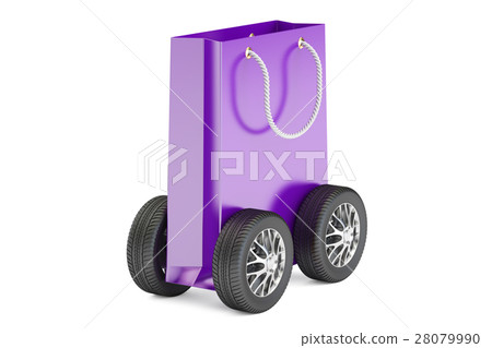 shopping bag with wheels, delivery concept 28079990