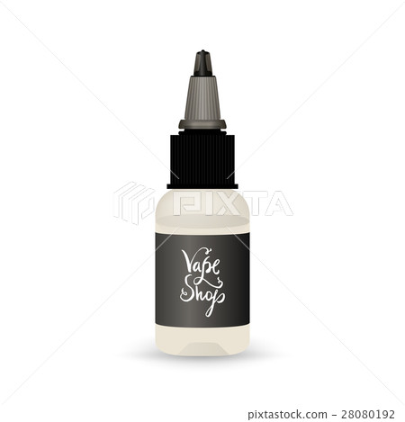 White vape bottle with liquid or aroma. Electronic 28080192
