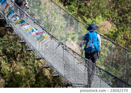 Hiking to Himalaya mountain in Nepal , trekking  28082570