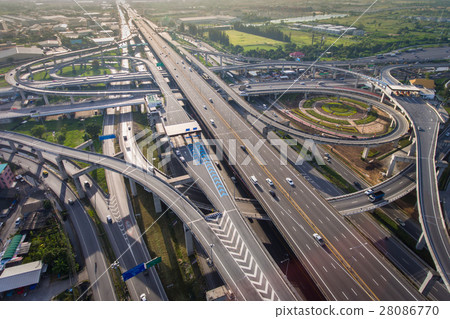 Busy highway junction from aerial view Busy highway junction from aerial view 28086770