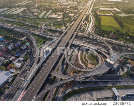 Busy highway junction from aerial view Busy highway junction from aerial view 28086771