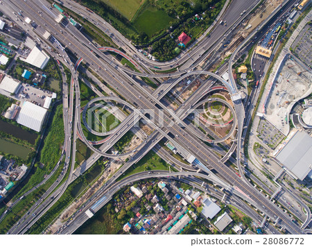 Busy highway junction from aerial view Busy highway junction from aerial view 28086772