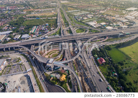 Busy highway junction from aerial view Busy highway junction from aerial view 28086773