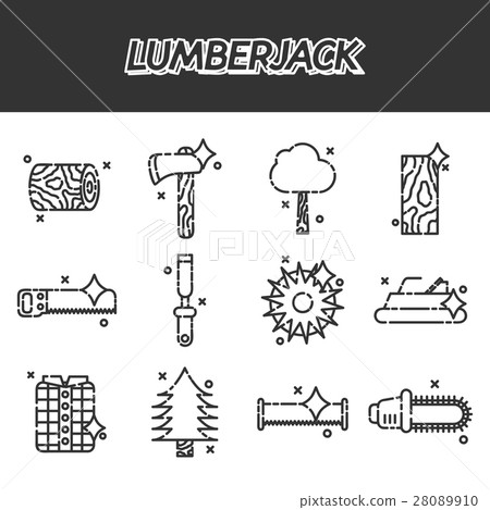 Lumberjack flat icon set - Stock Illustration [28089910] - PIXTA