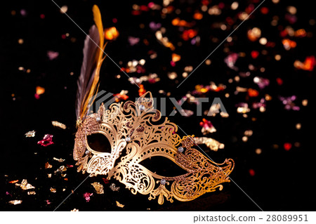 Gold carnival mask. Gold carnival mask. 28089951