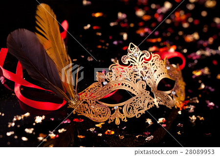 Gold carnival mask. Gold carnival mask. 28089953