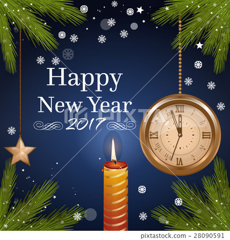 Happy New Year 2017. Christmas greeting card 28090591