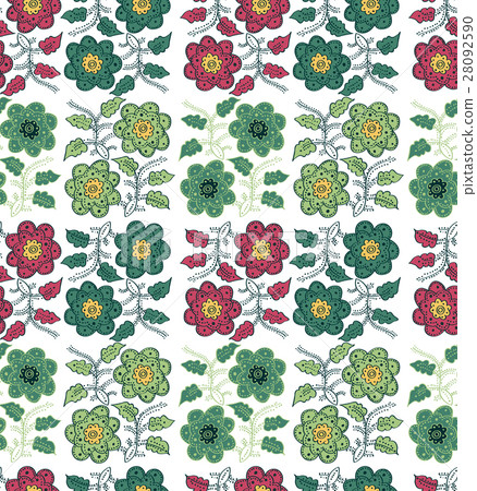 Seamless pattern flower in ethnic style. - Stock Illustration [28092590 ...