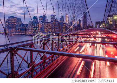 紐約紐約布魯克林大橋布魯克林大橋夜景雪 28093451