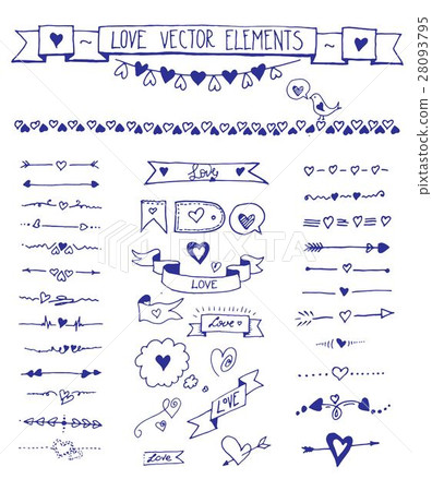 Set of doodle sketch hand drawn love elements - Stock Illustration ...