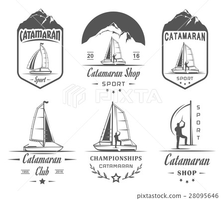Set Catamaran Logos and Badges Set Catamaran Logos and Badges 28095646