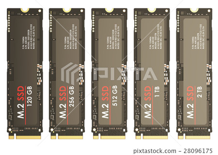 Set of M2 SSD, 3D rendering 28096175