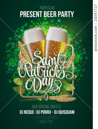 patrick s day poster. beer party green