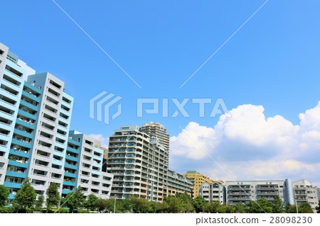 Pleasant blue sky apartment landscape Pleasant blue sky apartment landscape 28098230