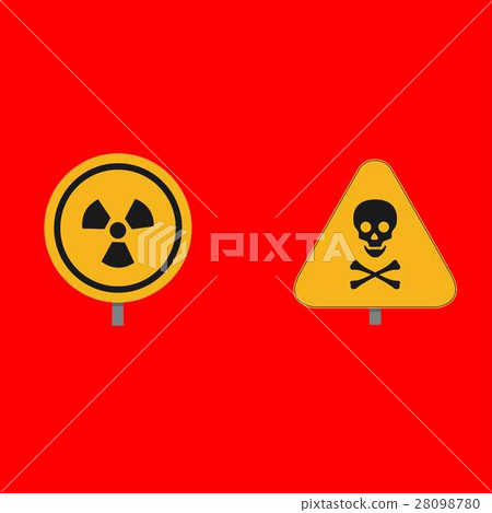 Two nuclear element on a red background Two nuclear element on a red background 28098780