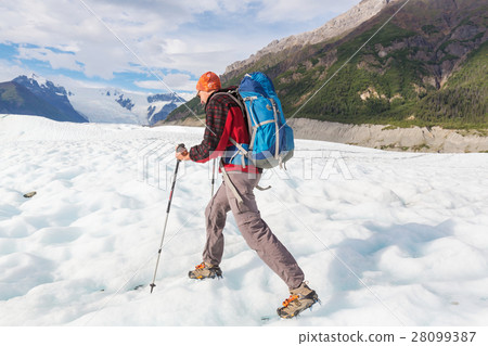Hiker on glacier Hiker on glacier 28099387